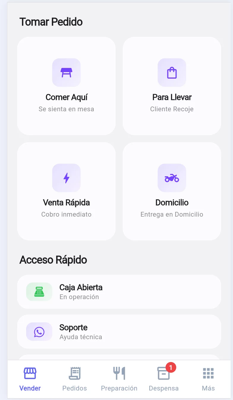 Tomar pedido en SaborPro